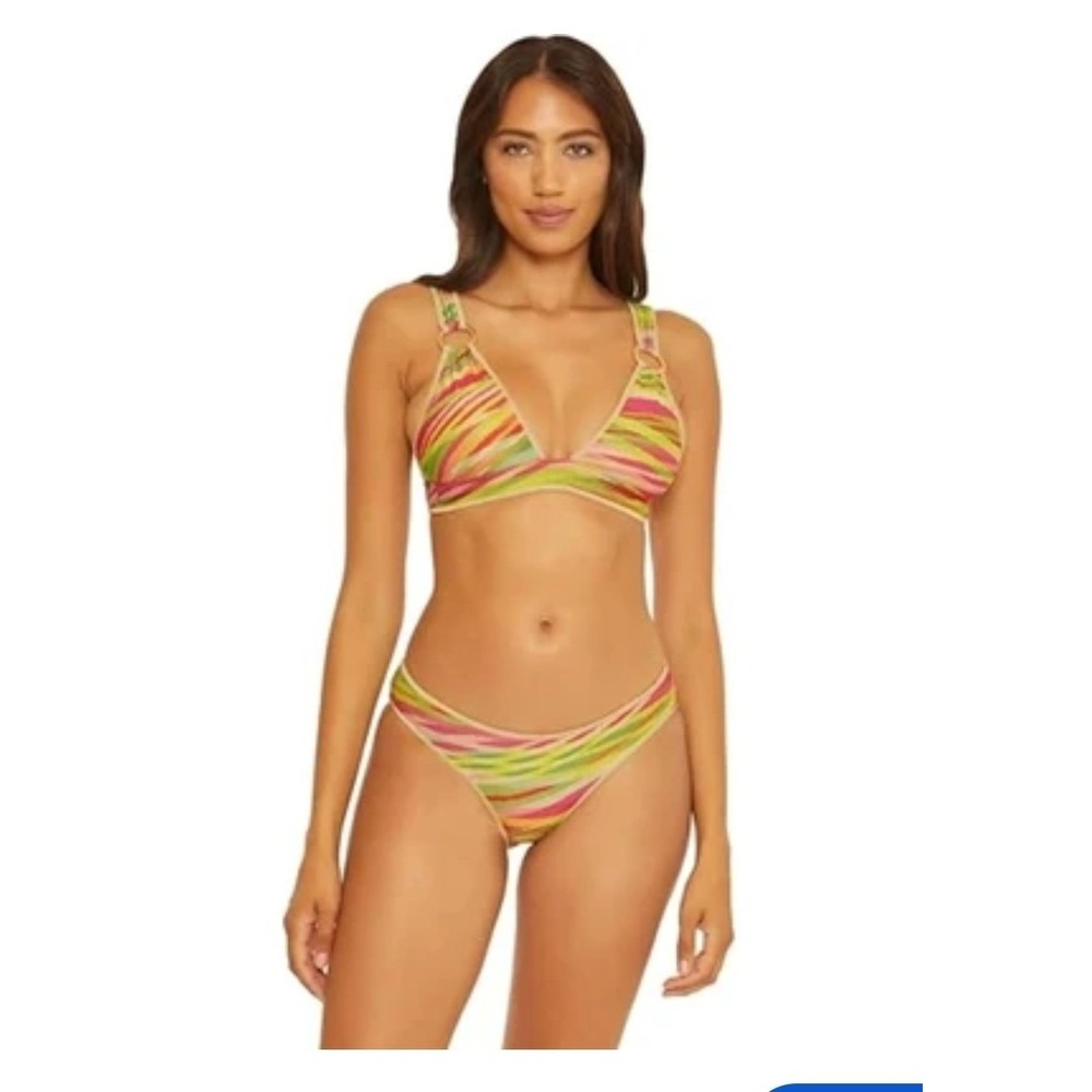 Y2k Becca Rebecca Virtue Canyon Sunset Bikini Metallic Stripe Groovy Hippie Sm